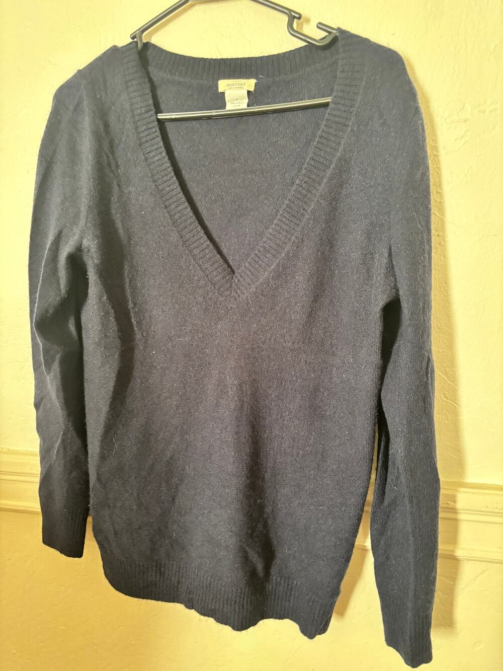 J.Crew Gustoso 100% Cashmere V Neck Sweater Women’s Medium Dark Navy Blue